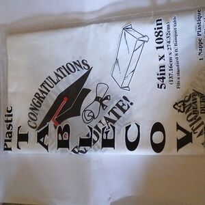 Plastic Heavy Duty Graduation Theme tablecover NWT Made IN USA